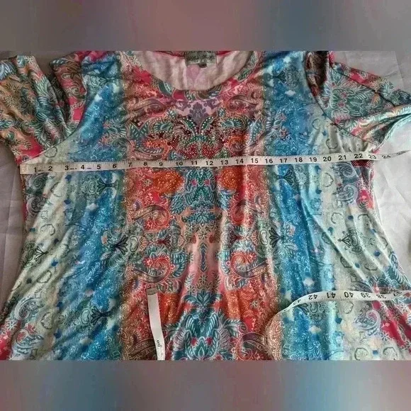 Closet Full  Size XXL Blouse Shirt Top Embellished Sharkbite hem - Picture 9 of 12